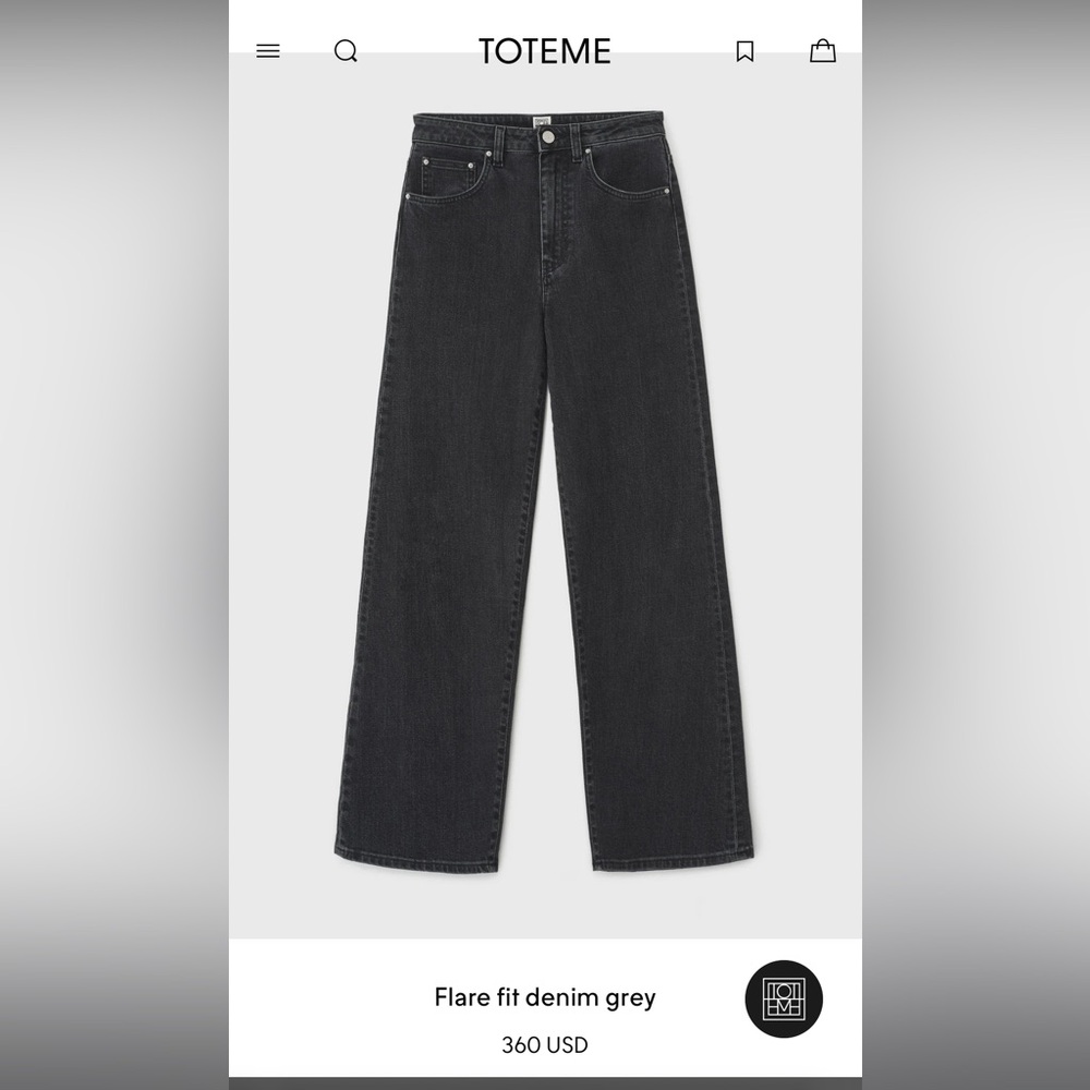 TOTEME wide leg black jeans 27